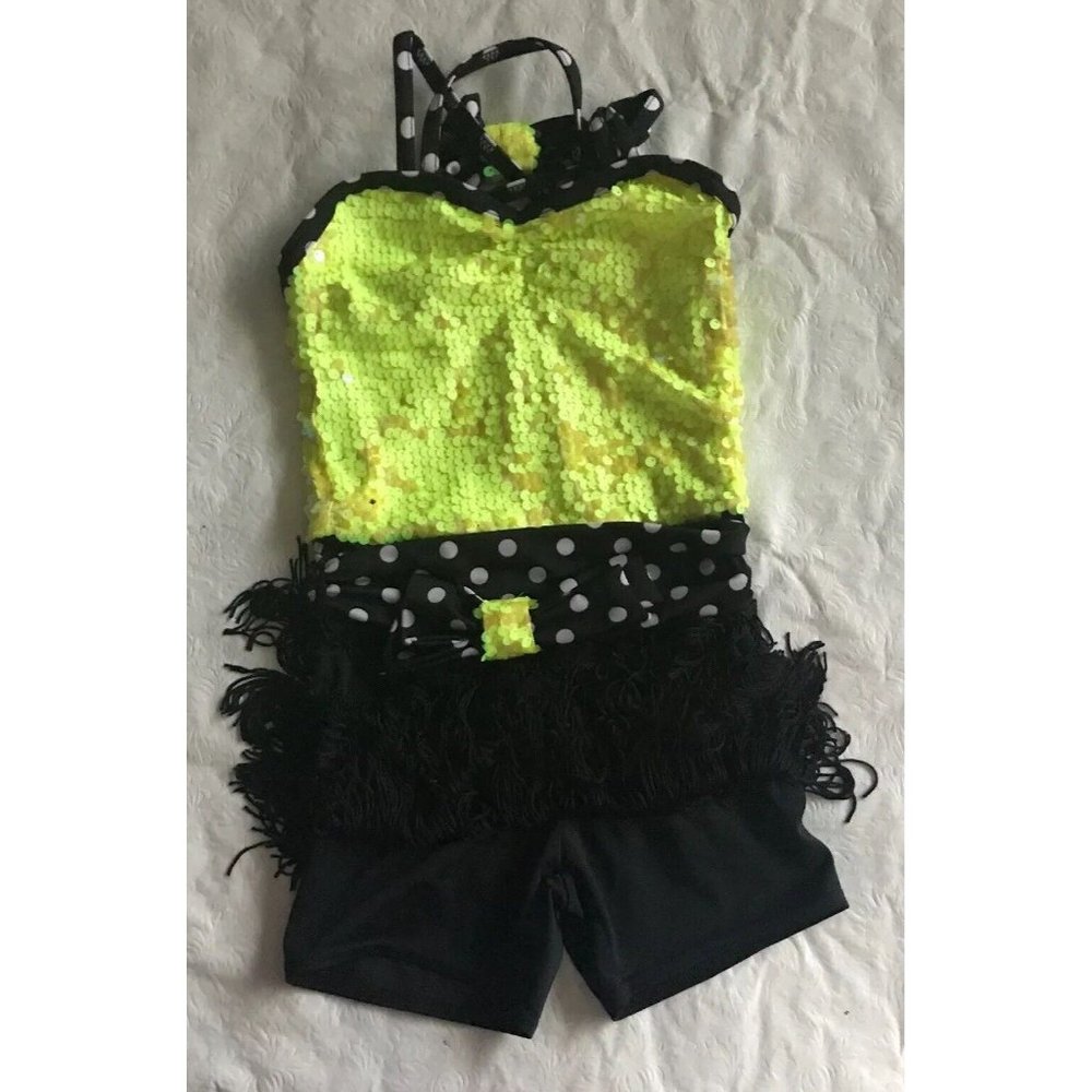 Weissman Costumes Multicolor Leotard Child Small Neon Sequins Tassels Polka Dots